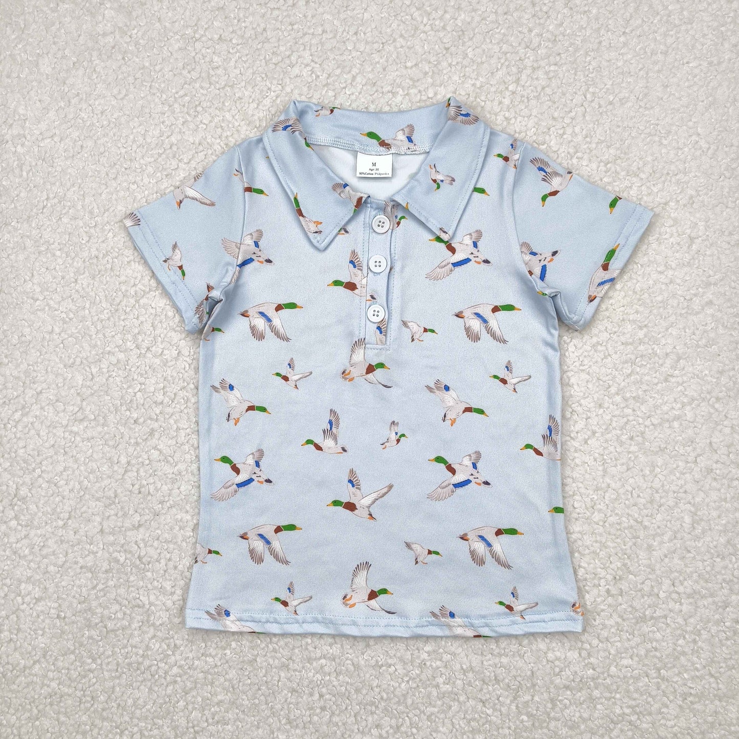 RTS NO MOQ BT1210 Duck Blue Button Short Sleeve Top