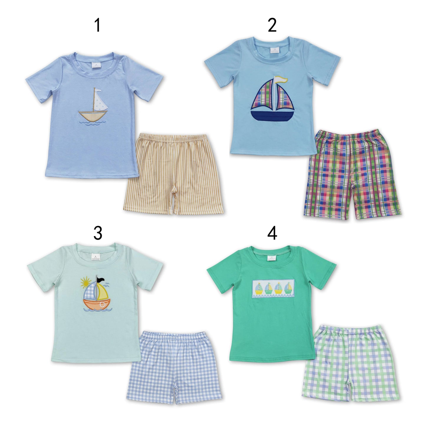 RTS NO MOQ Baby boy clothes embroidery Short Sleeve shorts Suit