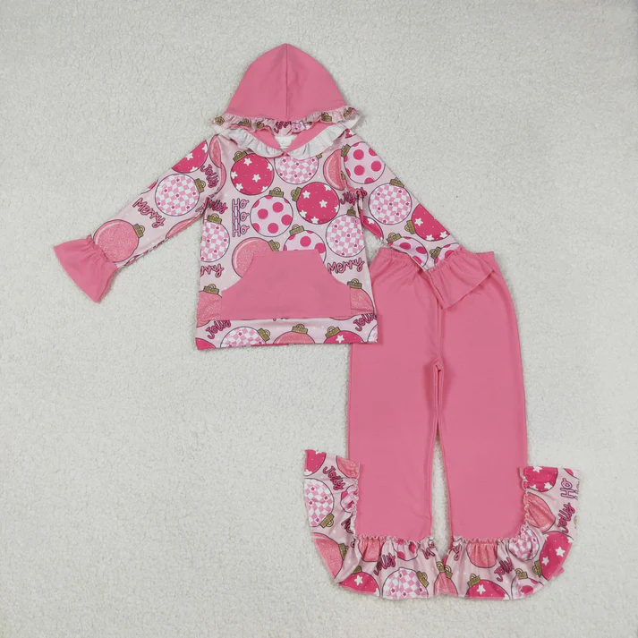 12/18m-7/8t RTS NO MOQ Sibling Baby girls clothes Christmas Hooded long-sleeved trousers suits