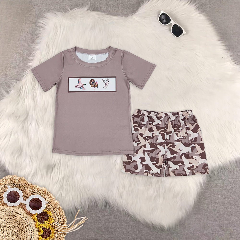 RTS NO MOQ baby Girls Clothes thanksgiving day turkey short sleeve shorts Sets and dress romper