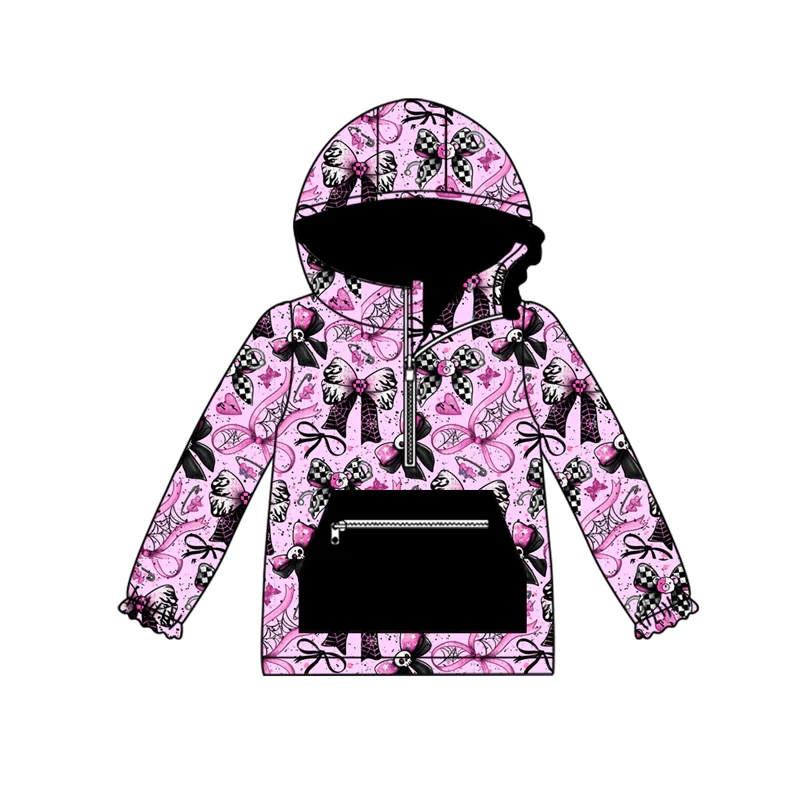 Custom moq 5 each style eta 6-7weeks baby girl clothes pocket bow hooded long sleeve top-25.8.1