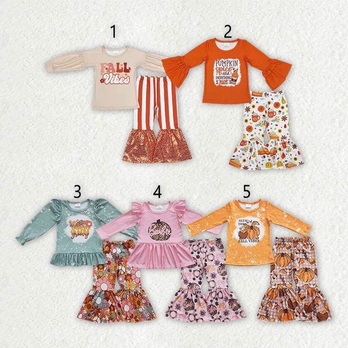 RTS NO MOQ Sibling baby girl clothes fall Halloween bow long sleeve pants Sets