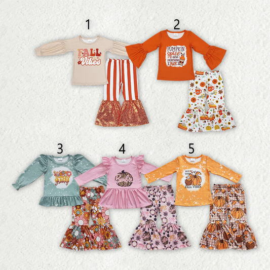 RTS NO MOQ Sibling baby girl clothes fall Halloween bow long sleeve pants Sets