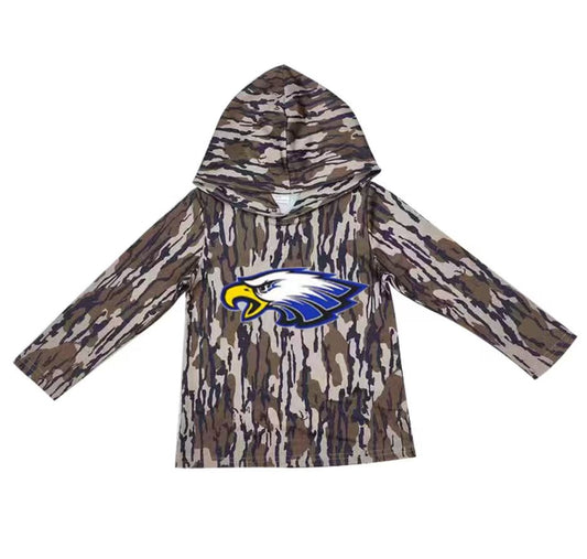 Custom moq 5 mix size milk silk summer team baby girls and boys clothes camouflage hooded long sleeve top-25.10.22