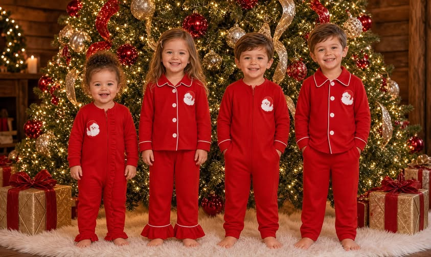RTS NO MOQ Sibling baby girls baby boys clothes Christmas long-sleeved trousers suit & romper