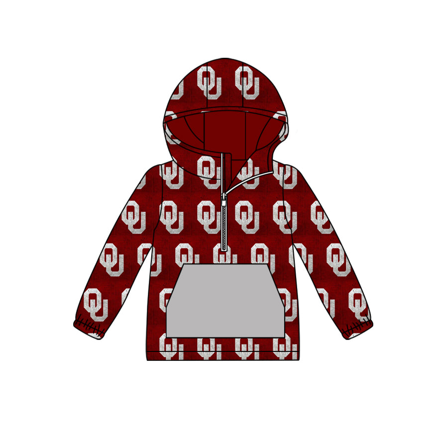custom moq 5 tat about 6-8week Maroon Grey Red Hooded Top Pullover