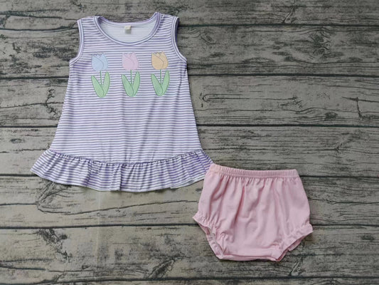 custom moq 5 eta 4-6weeks mix size baby girls clothes floral sleeveless pink briefs Set