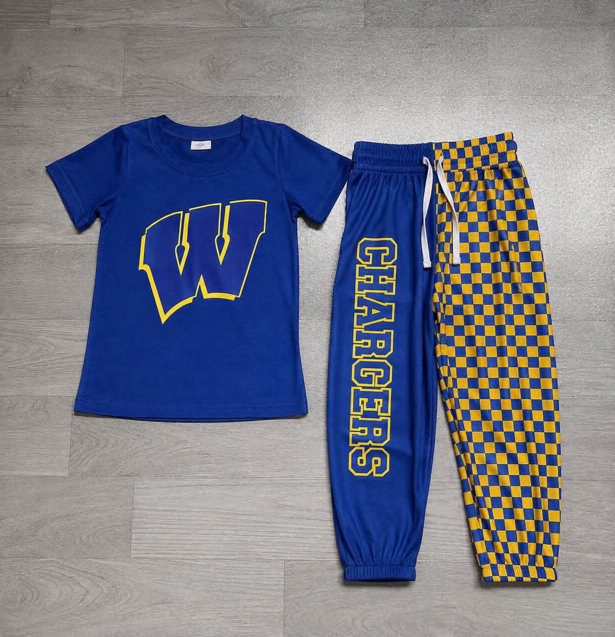 custom moq 5 mix size BYSN0103 Baby Kids Team Short Sleeve Crew Neck T Shirt Jogger Pant Casual Clothing Set