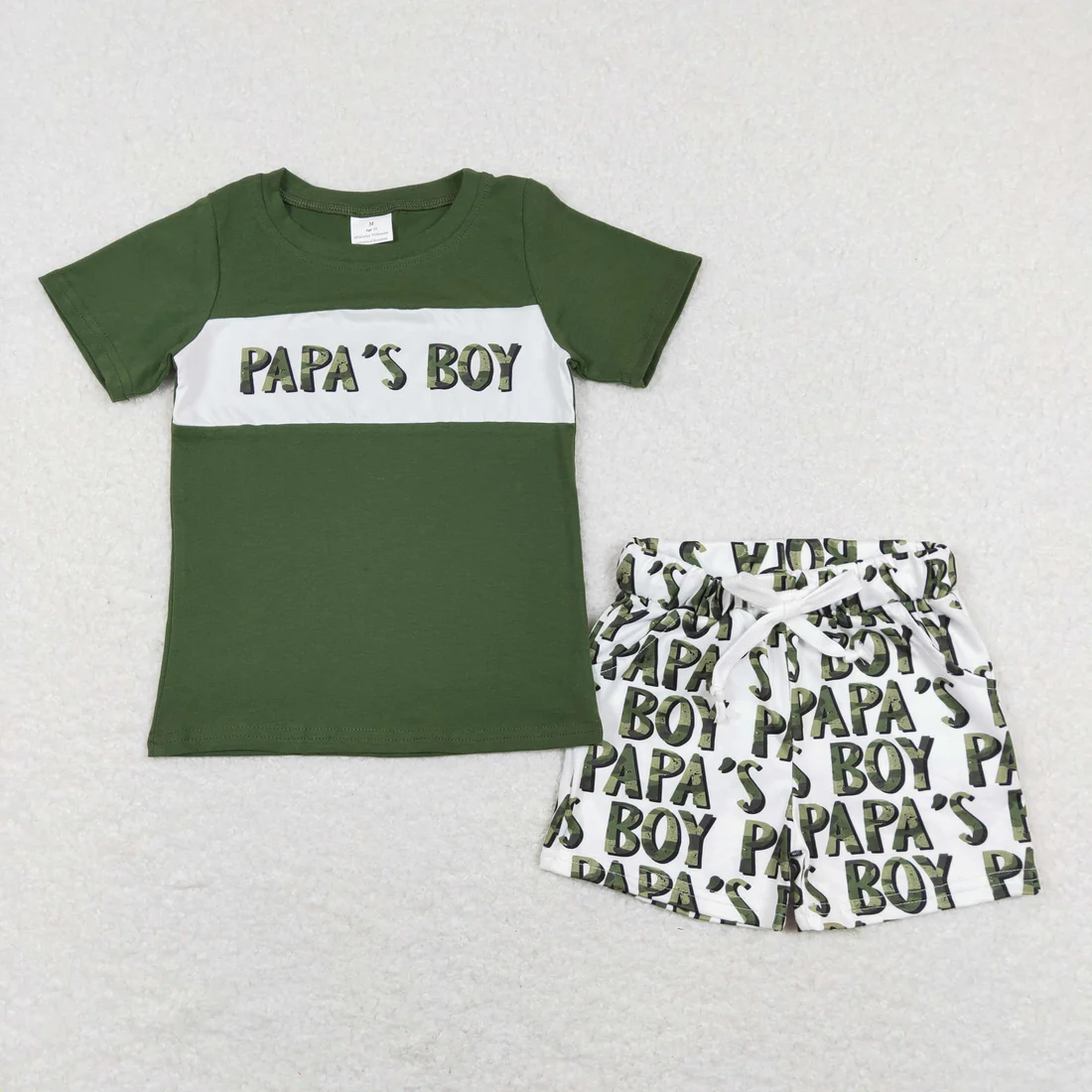 RTS NO MOQ Sibling Baby boy clothes MAMA camouflage Short Sleeve shorts Suits