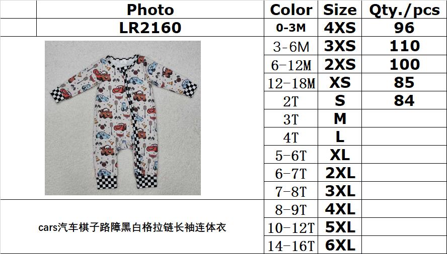 RTS NO MOQ ETA 5/7days arrived LR2160 Cars chess piece roadblock black and white zipper long-sleeved jumpsuit