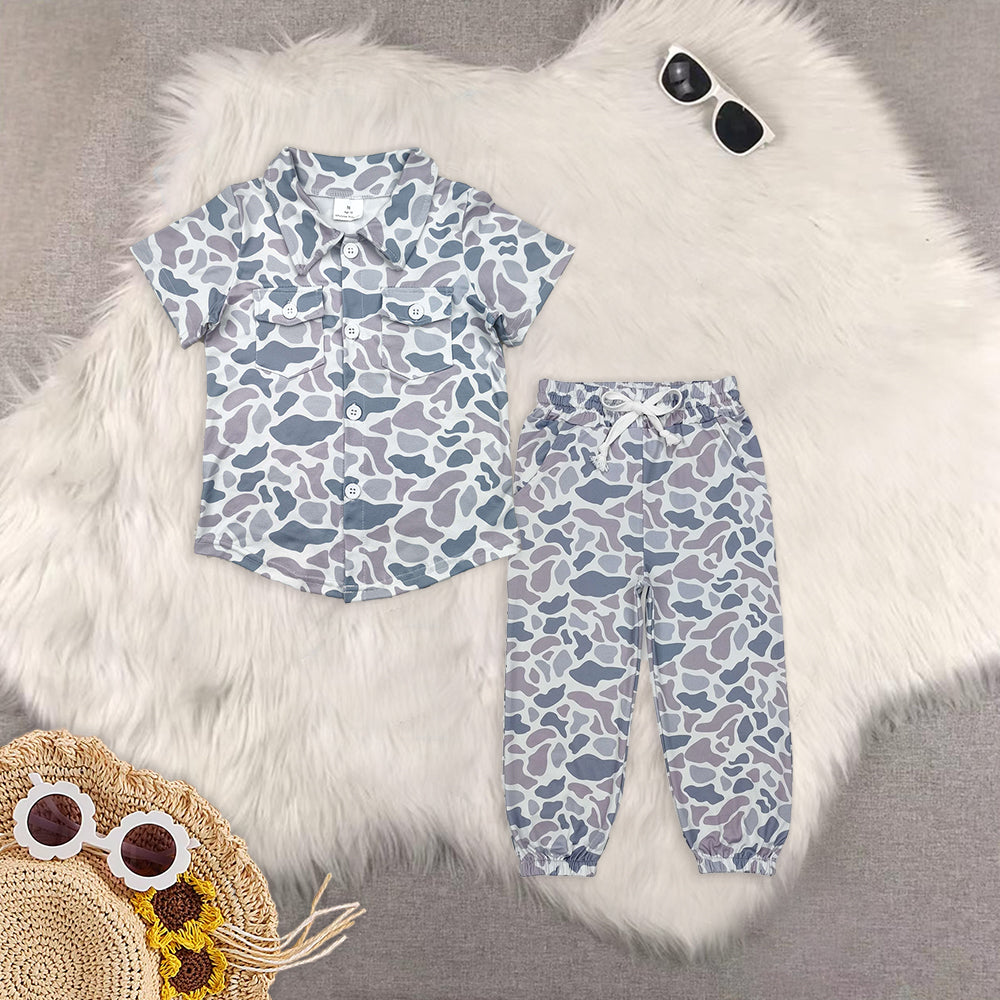 RTS NO MOQ baby boy clothes camouflage short sleeve pants Sets