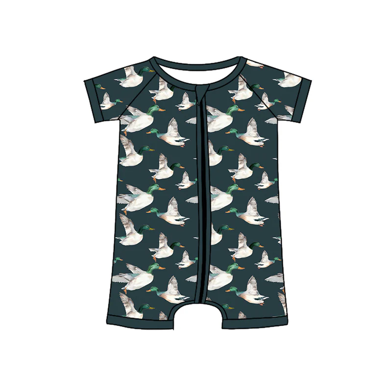 Deadline: May 16 custom eta 5week no moq eta 5-6weeks  duck green color Duck Food duck summer  sleeve romper