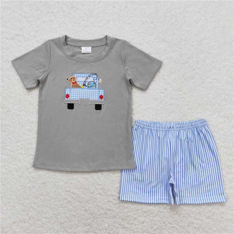 Baby Boys Shirt Shorts Summer Embroidery Rompers Outfits Clothes Sets