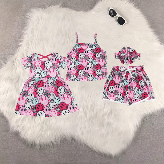 Sibling Baby Girls clothes smiley Summer Sibling Sister Clothes Sets dress