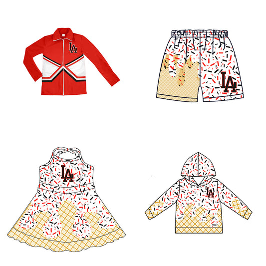 Custom moq 5 mix size milk silk baby girls clothes team bow red hooded long sleeve tops and shorts and jacket and dress-25.7.26