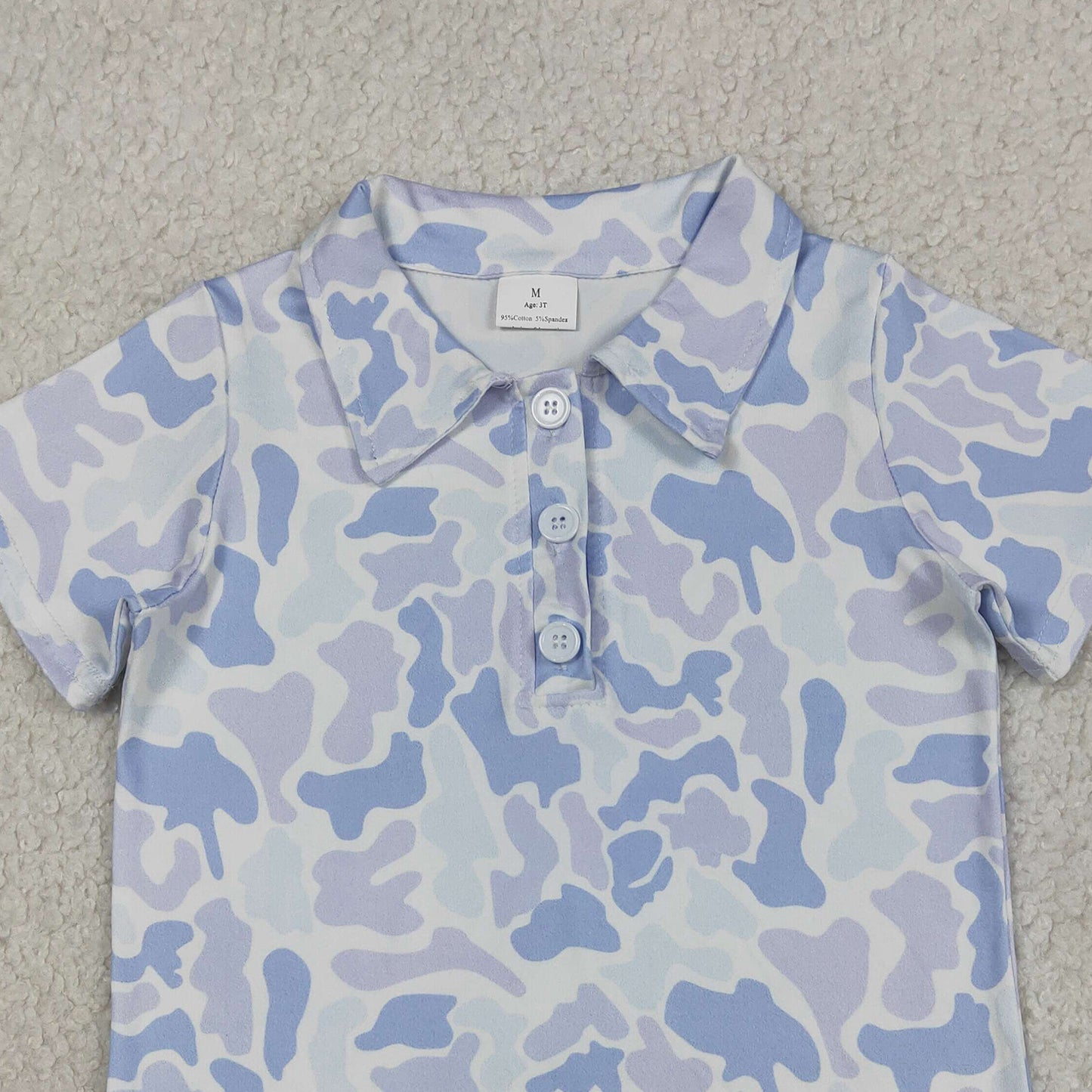 RTS NO MOQ milk silk BSSO2036（BT1766+SS0886）Baby Boys Fashion Southern Camo Light Grey Polo Top Shorts Se