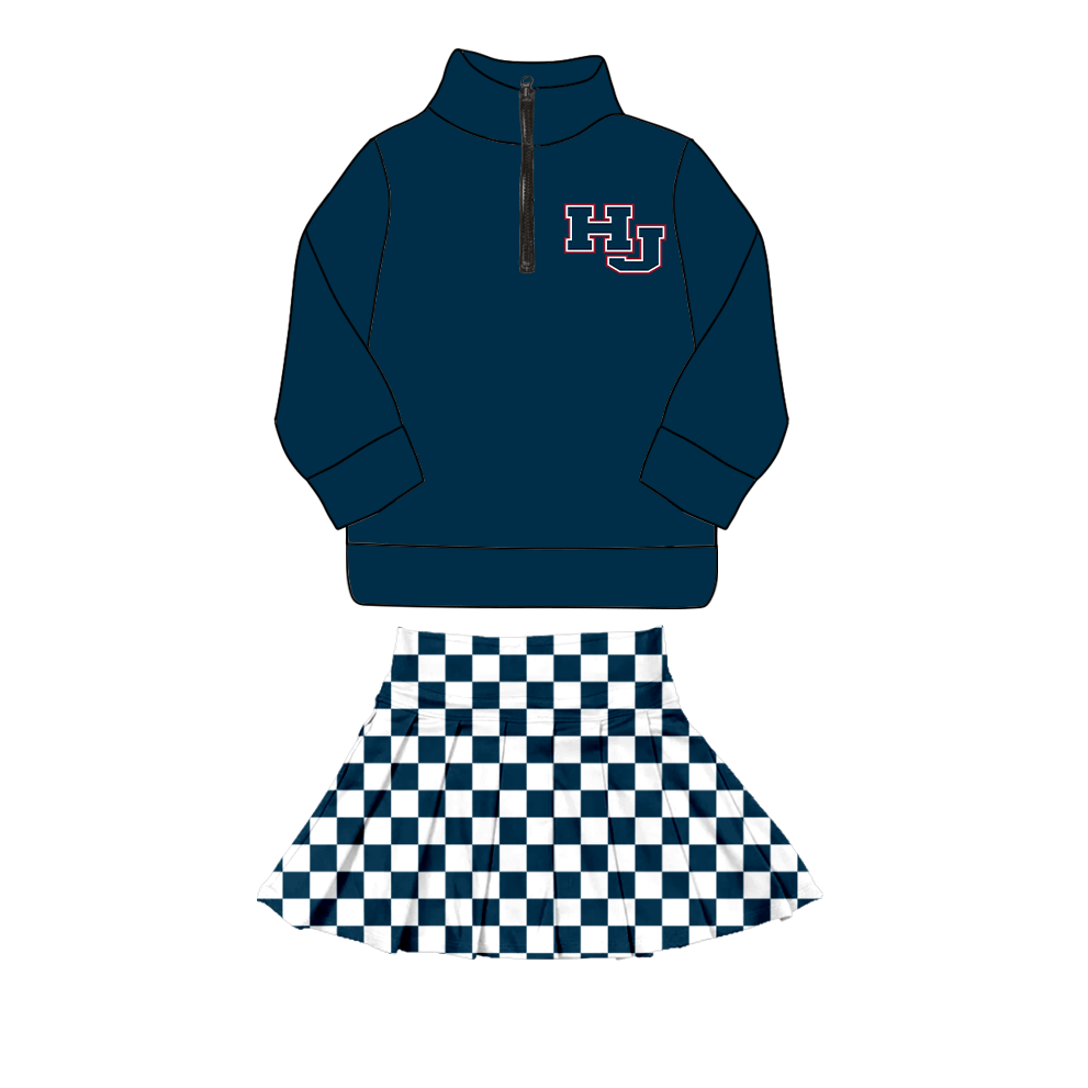 custom moq 5 mix size XY070301 Baby Kids Navy Blue Top And Pants Daily Clothes Sets