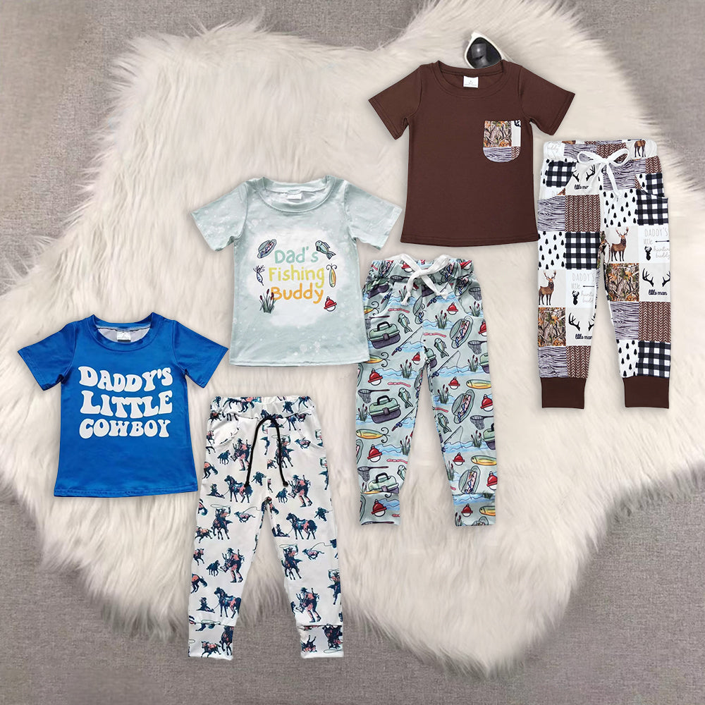 RTS NO MOQ Baby Boys Pocket Short Sleeve Top Camouflage Pants Set