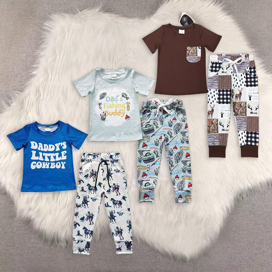 RTS NO MOQ Baby Boys Pocket Short Sleeve Top Camouflage Pants Set