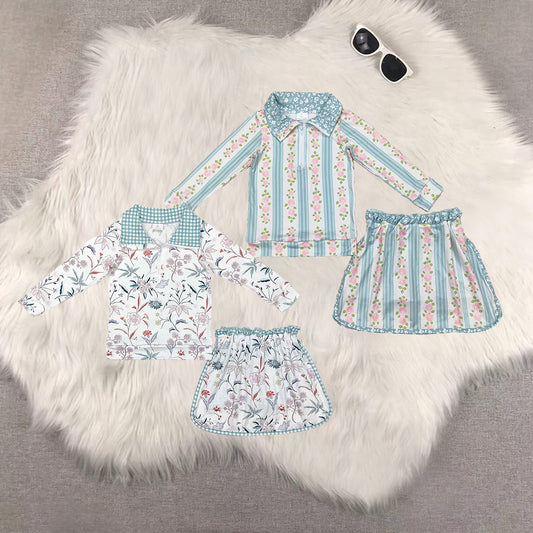 RTS NO MOQ Sibling baby Girls clothes floral long sleeve skirts sets