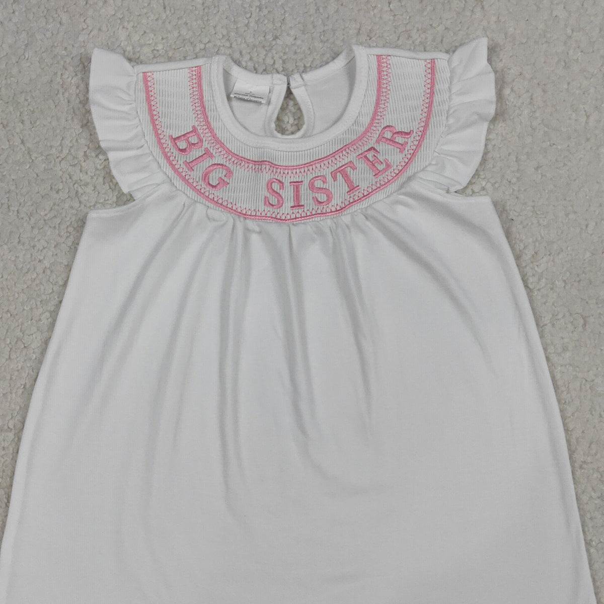 RTS NO MOQ GSD3154 Baby Girls Smocked Big Sister Flutter Sleeves Knee-Length Dress（3-6M-7-8T）