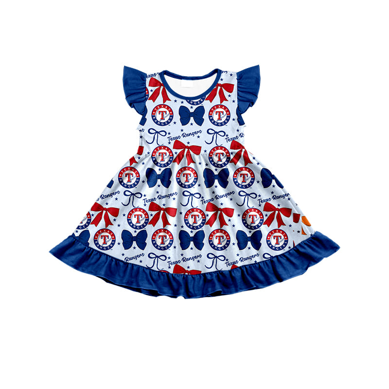Custom moq 5 mix size milk silk summer teams baby girls clothes team bow blue long sleeve hooded pants sets and dress 1 and dress 2 and top-25.6.17