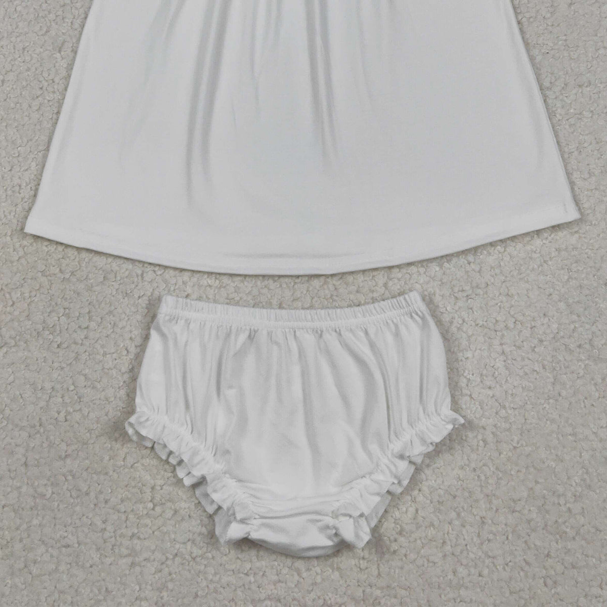 RTS NO MOQ GBO0490 Smocked Baby Sister Top with Flutter Sleeve Tunic And Bummies Short Clothes Sets for Girls