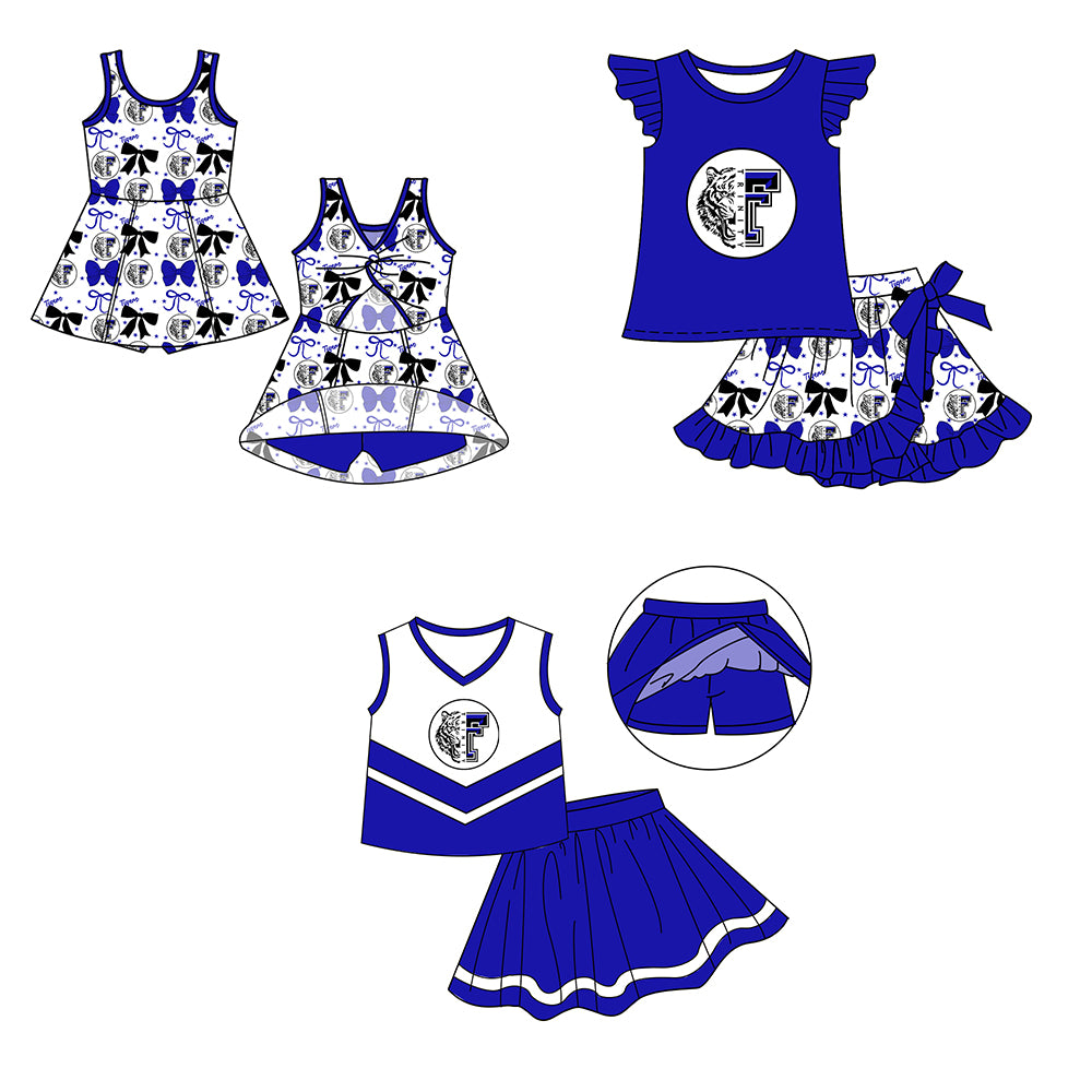 Custom moq 5 mix size milk silk baby girls clothes team blue sleeveless skirts sets 1 and skirts sets 2 and dress -25.7.18