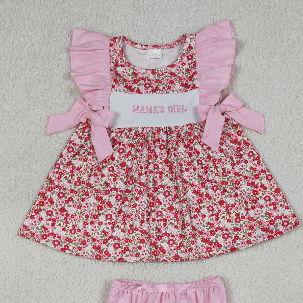 RTS NO MOQ GBO0500 Embroidery Mama's Girl Flowers Tunic And Bummies Clothing Set for Baby Girls Cute Floral Outfit Set