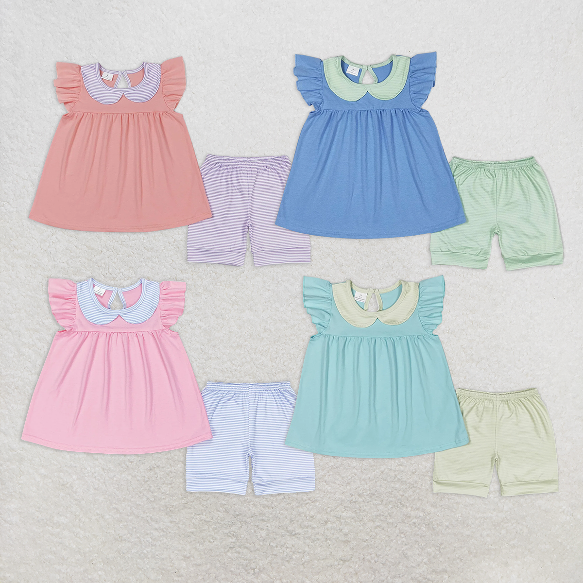 RTS summer Girls Clothes Short Sleeve Shorts Set