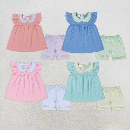 RTS summer Girls Clothes Short Sleeve Shorts Set