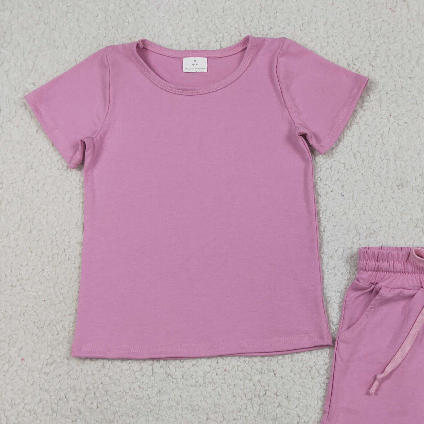 RTS NO MOQ cotton GSSO3348 Baby Girls Cute Pink Pocket Short Sleeve Shirt Ruffle Shorts Outfit