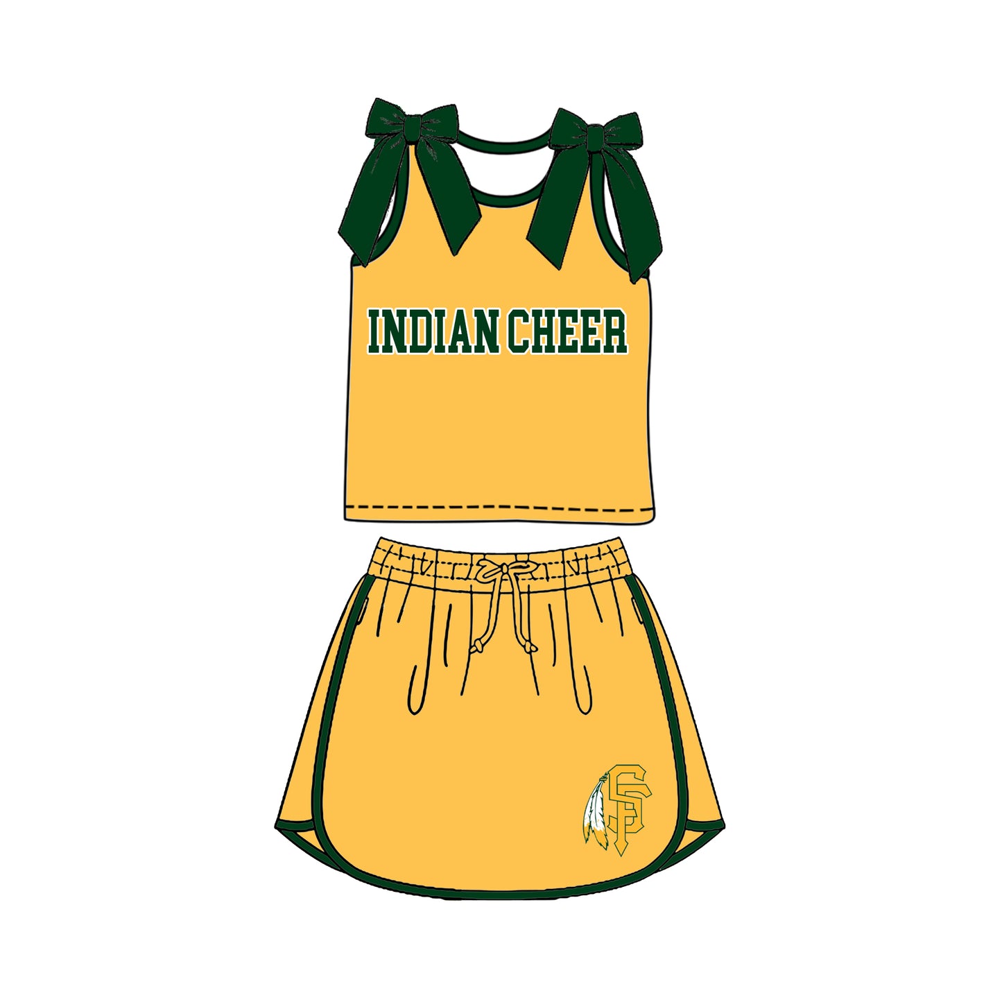 custom moq 5 mix size  XY072103 Baby Girls Bow Sleeveless Letter Printed Top Skirts Summer Team Clothes Set