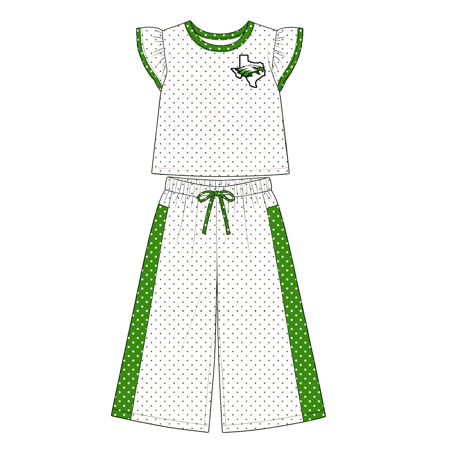 custom moq 5 mix size XY071503 Baby Girls Flutter Sleeve Top Bell Bottom Flare Pants Team Set