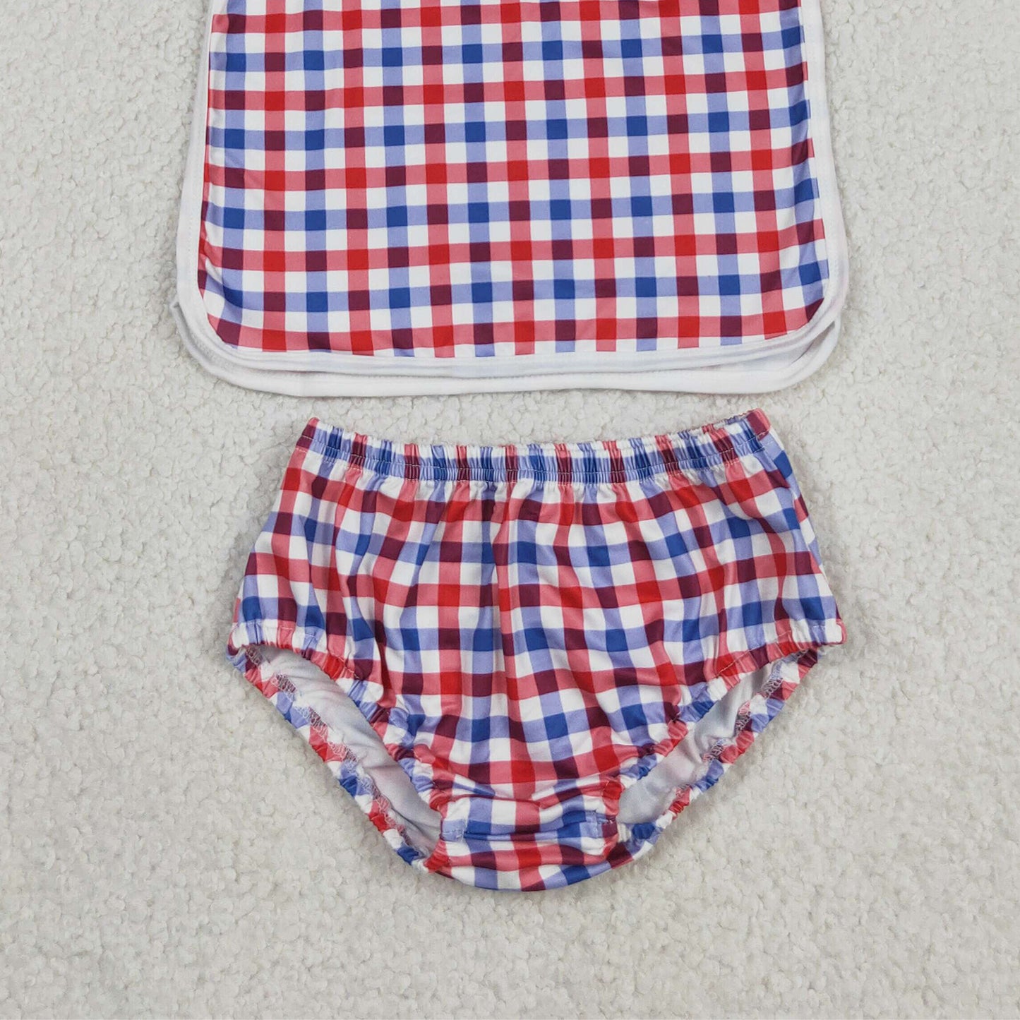 RTS NO MOQ Sibling milk silk Baby Girls Checked Bows Tunic Bummies Clothes Sets