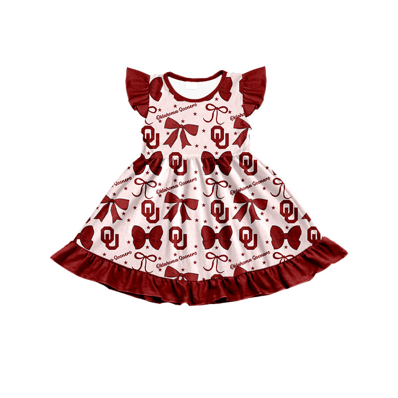 Custom moq 5 mix size milk silk summer teams baby girls clothes team bow brick red sleeveless skirts sets and dress 1 and dress 2 and top-25.6.23