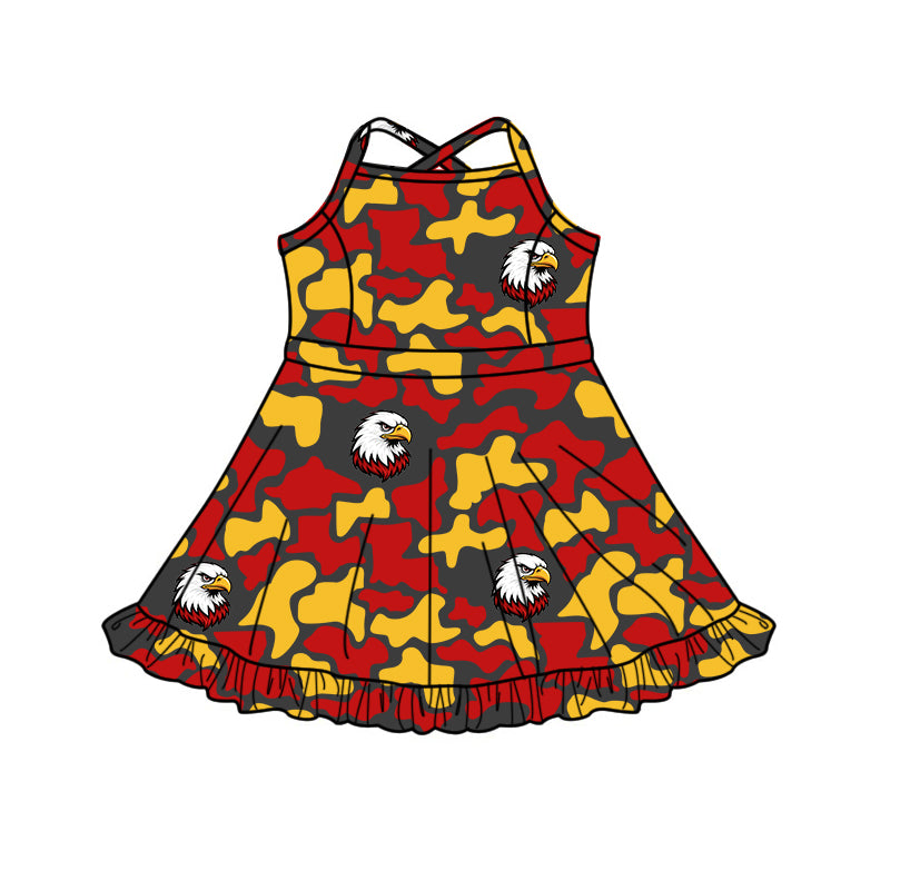 custom moq 5 mix size XY071803 Baby Girls Camo Strap Knee Length Activity Wear Yoga Skort Dress