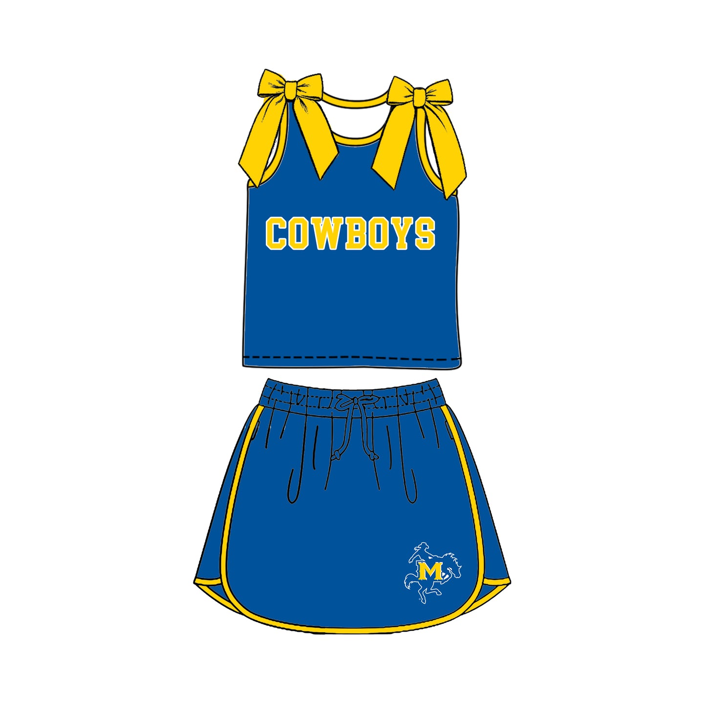 custom moq 5 mix size  XY072103 Baby Girls Bow Sleeveless Letter Printed Top Skirts Summer Team Clothes Set