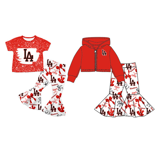 Custom moq 5 mix size milk silk summer teams baby girls clothes bow red short sleeve pants sets and hooded long sleeve pants sets-25.7.26