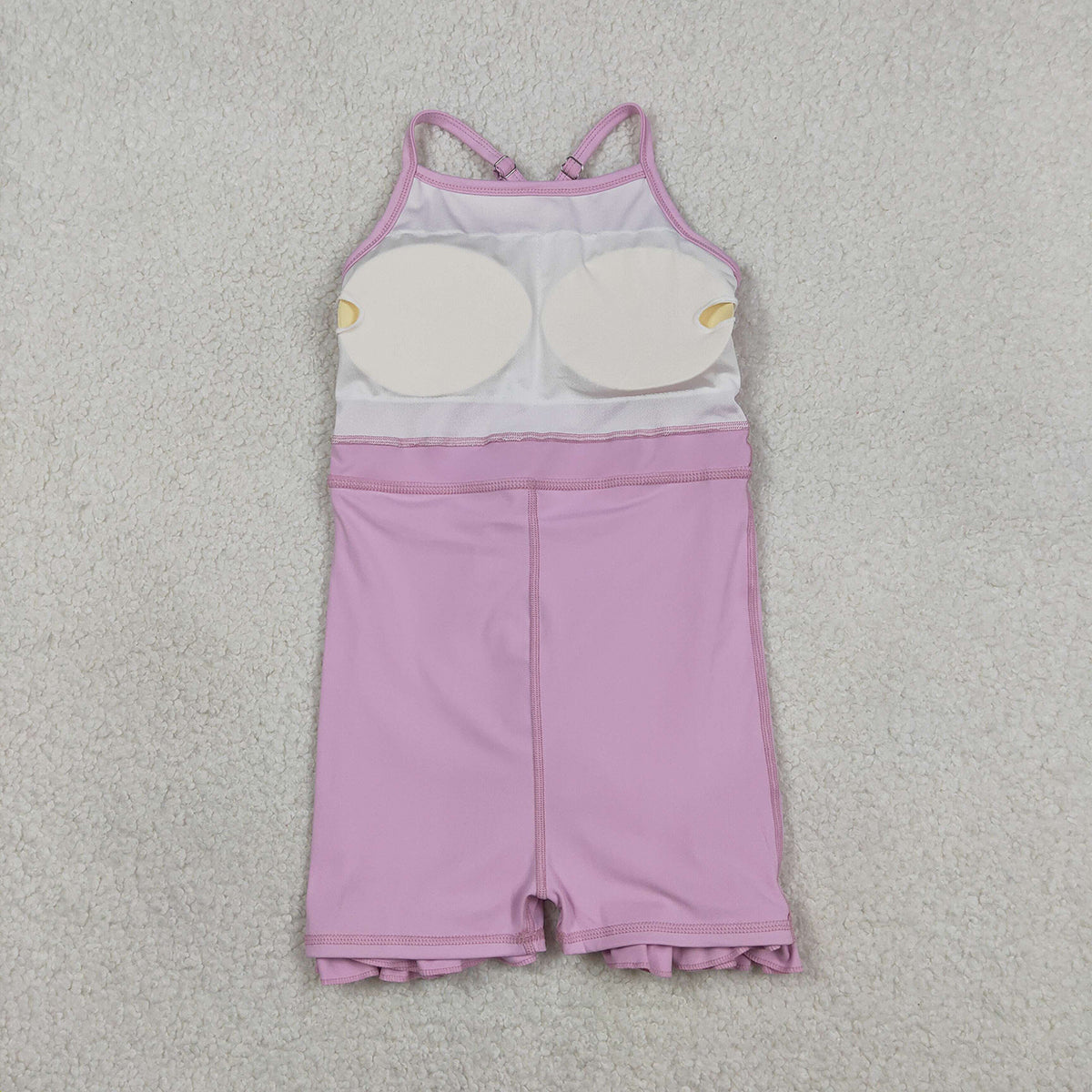 RTS NO MOQ S0712 Baby Girls Lavender Strap Yoga Ruffle Active Shorts Knee-Length Dresses
