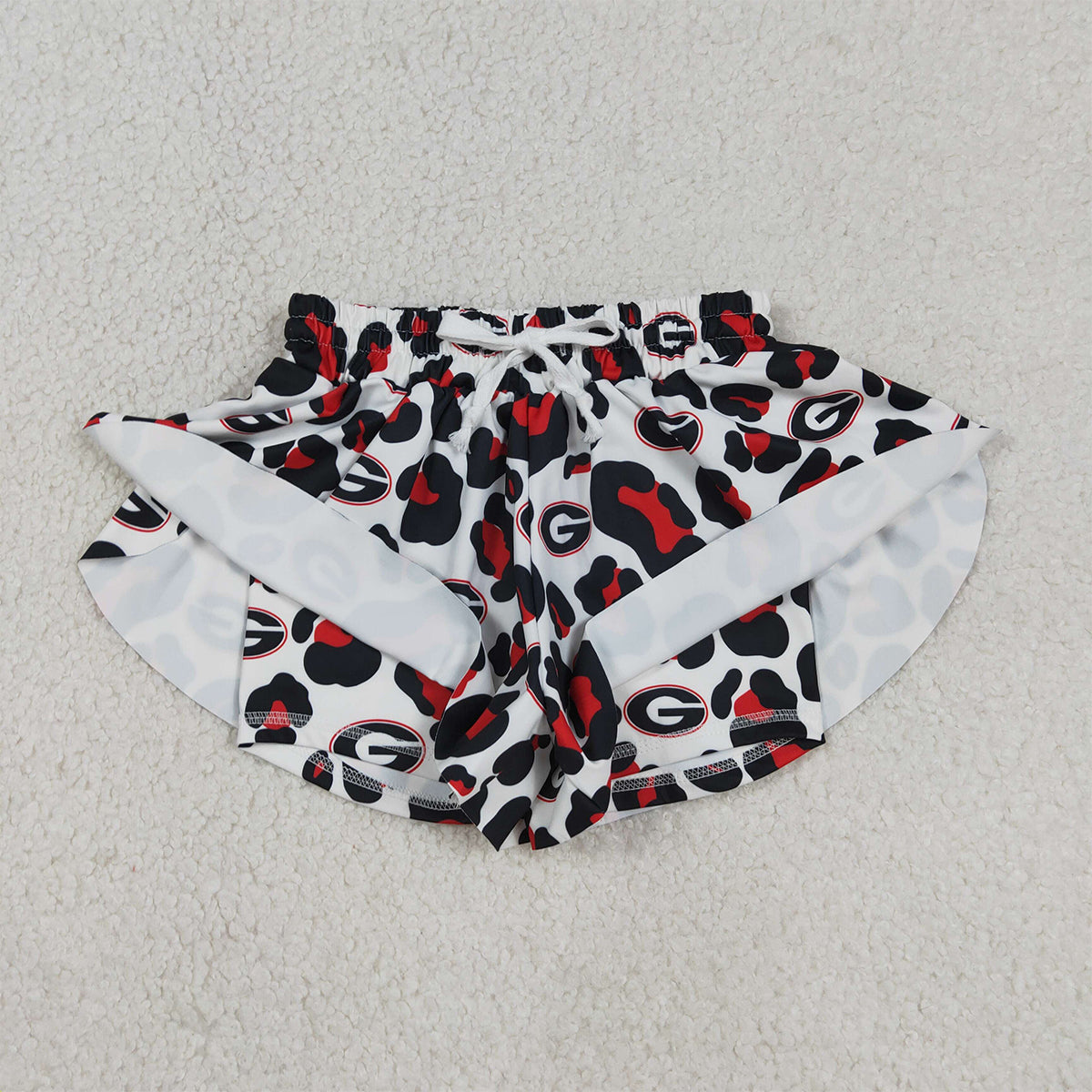 RTS NO MOQ SS0814 Baby Girls Black Leopard Ruffle Shorts Bottom Yoga Active Team Outfit