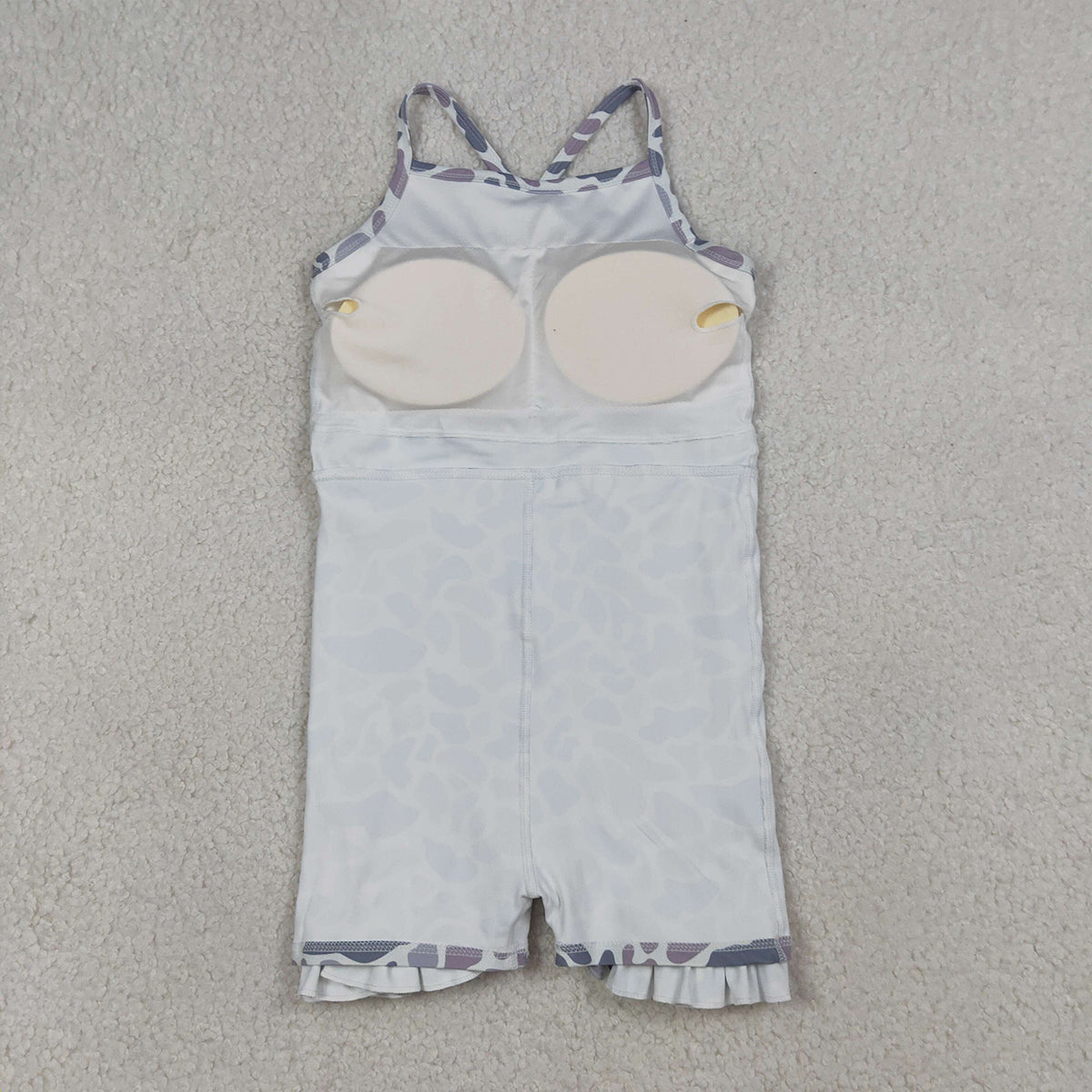 RTS NO MOQ GSD2308 Baby Girls Light Gray Camo Ruffle Knee-Length Dress with Strap Yoga Active Shorts