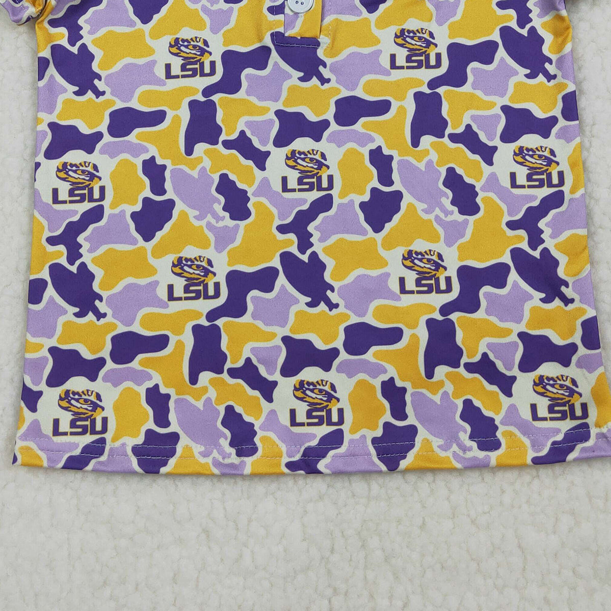 RTS NO MOQ BT1744 Baby Boys Camo Button Polo Shirt Purple Yellow Team Top for Infants