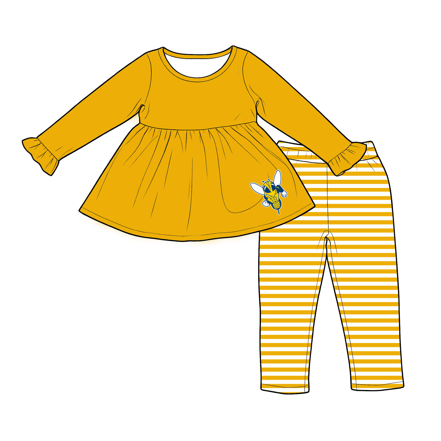 custom moq 5 mix size XY070203 Baby Girls Solid Color Long Sleeve Tunic Top Leggings Clothes Sets