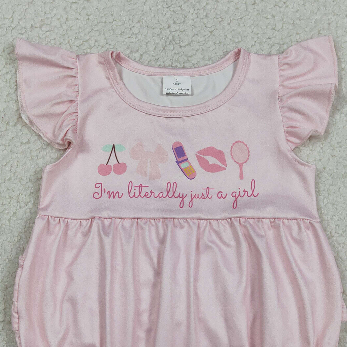 RTS NO MOQ SR3825 Baby Girls Pink Ruffle Rompers with Flutter Sleeves Bows Cute Infant Outfit