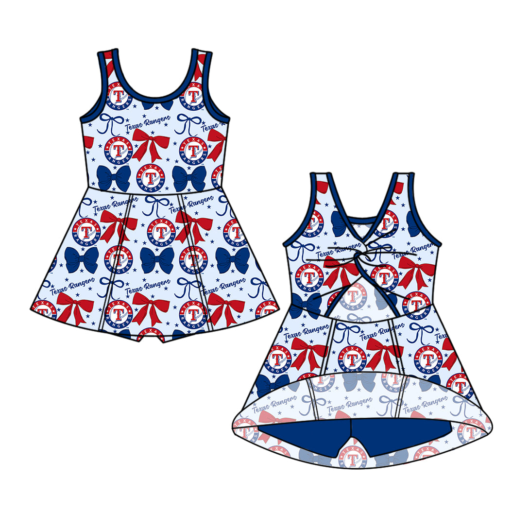 Custom moq 5 mix size milk silk summer teams baby girls clothes team bow blue long sleeve hooded pants sets and dress 1 and dress 2 and top-25.6.17