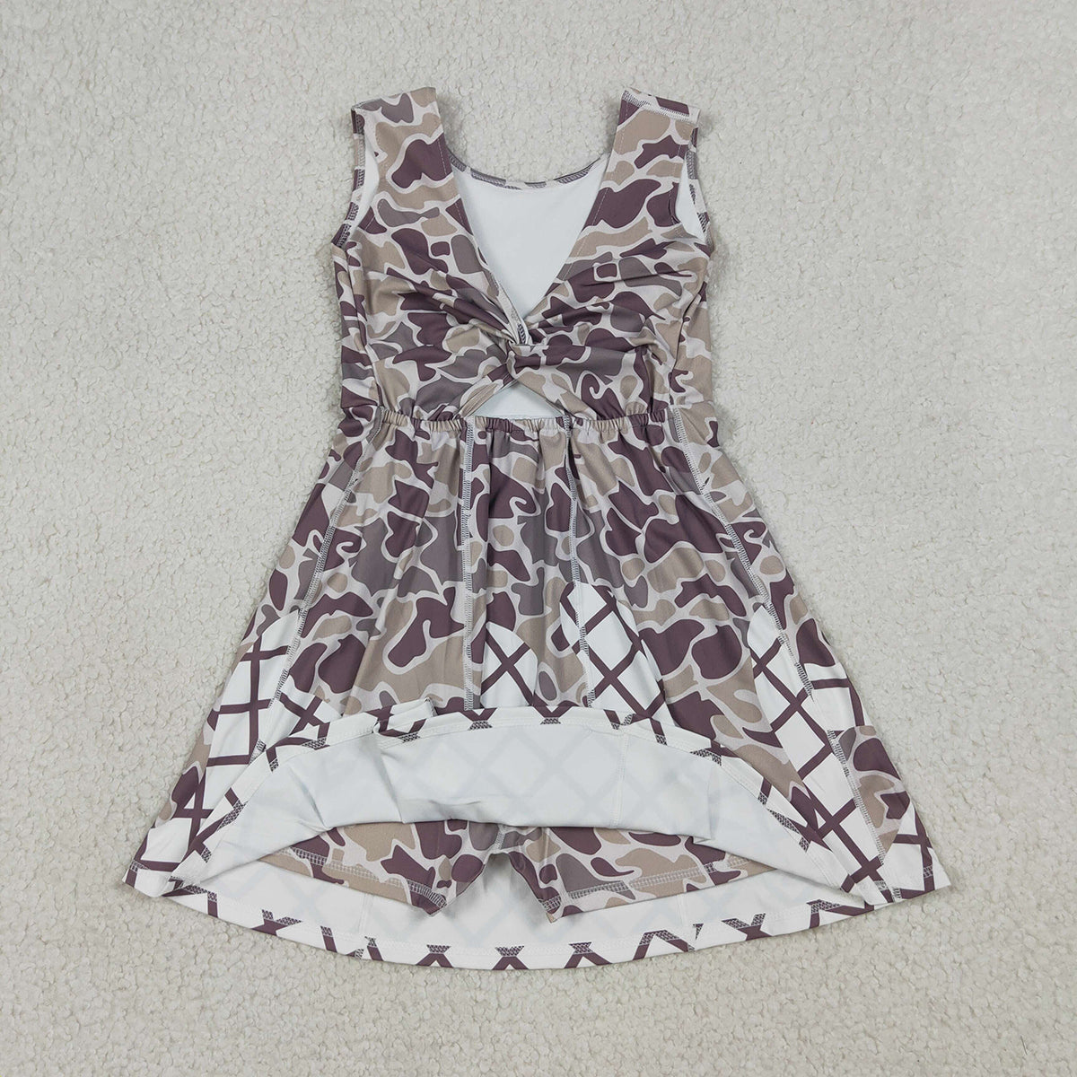 RTS NO MOQ GSD2819 Baby Girls' Grey Camo Drip Team Yoga Knee-Length Shorts Dress Cute Baby Girl Outfit