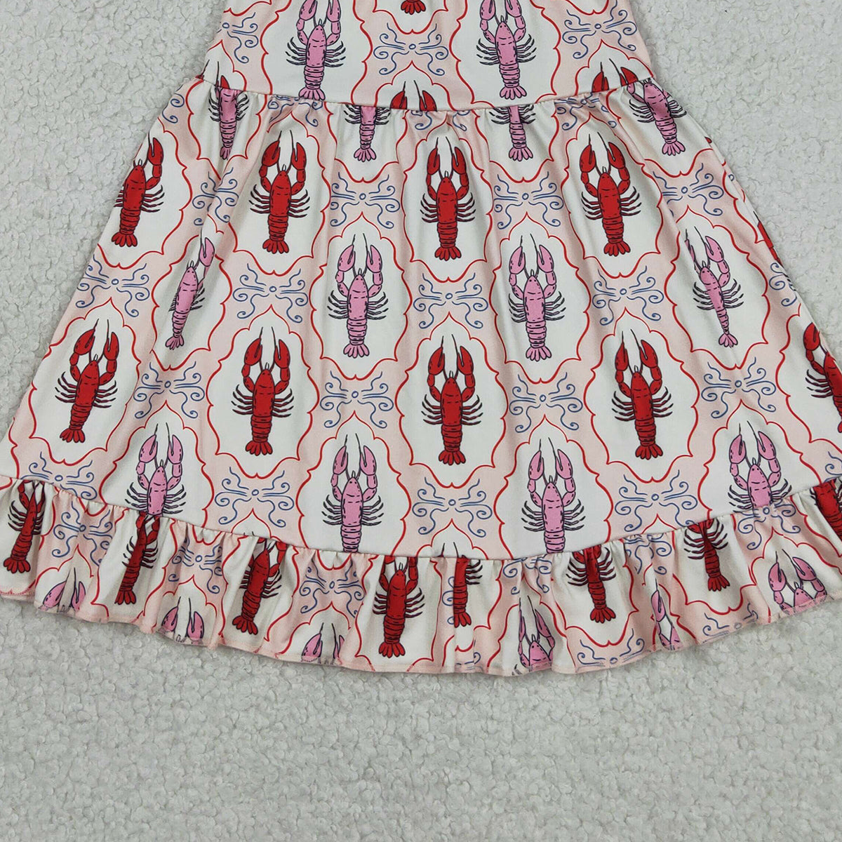 RTS NO MOQ GSD3730 Baby Girls Crayfish Checked Straps Knee-Length Ruffle Dress
