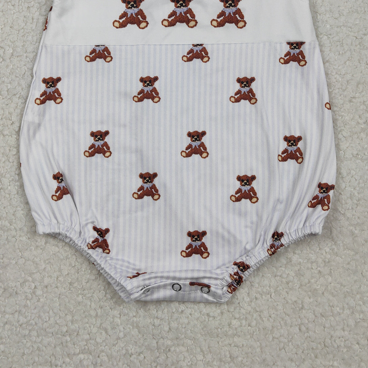 RTS NO MOQ SR3570 Baby Boys Sleeveless Rompers Grey Stripe Bears Print Baby Rompers for Boys
