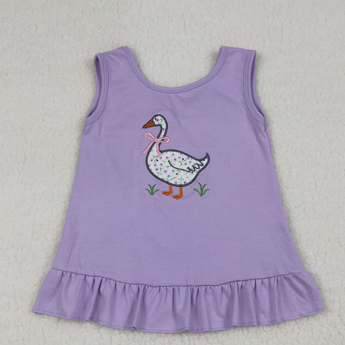RTS NO MOQ GBO0502 Embroidery Floral Goose Baby Girls Tunic Bummies Outfit Set with Back Bows